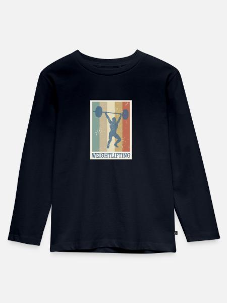 Gewichtheben retro vintage Geschenk Sport Kraft - Kinder Premium Bio Langarmshirt - Navy