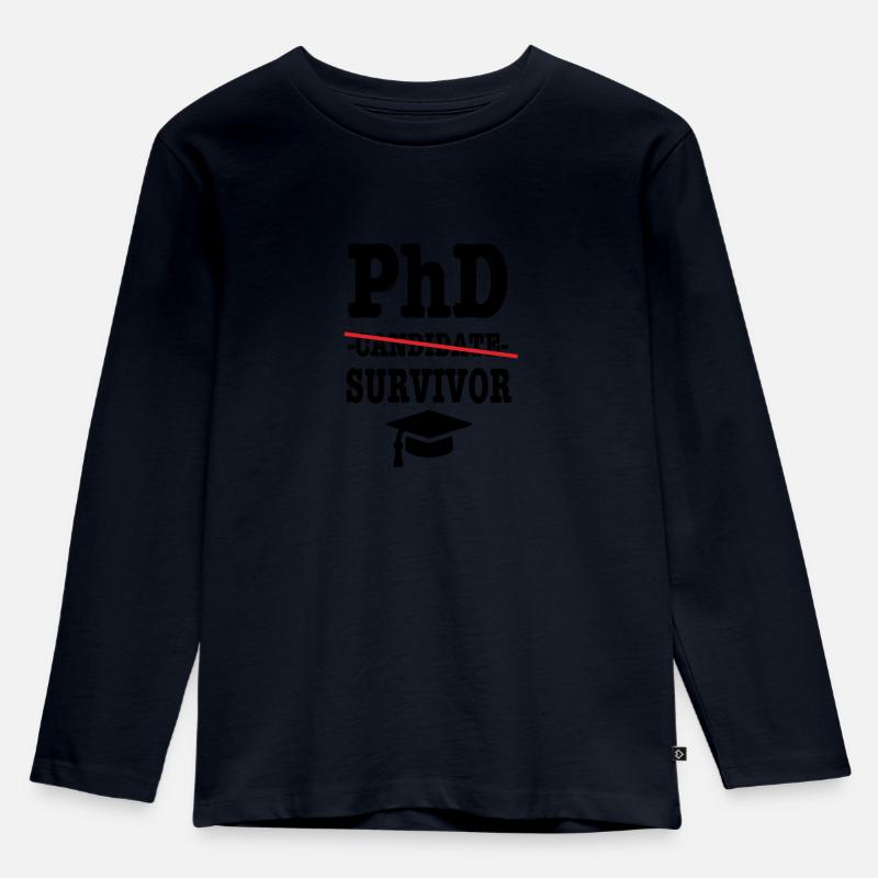 Phd survivor Student Geschenk - Kinder Premium Bio Langarmshirt - Navy