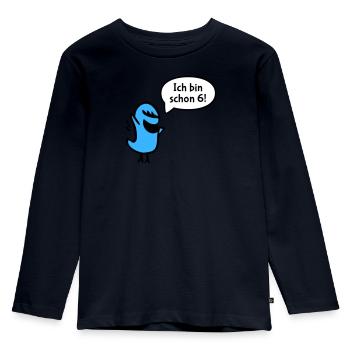 Ich bin schon sechs - Kinder Premium Bio Langarmshirt - Navy - Vorne - AI Model Kid Female (0cm)
