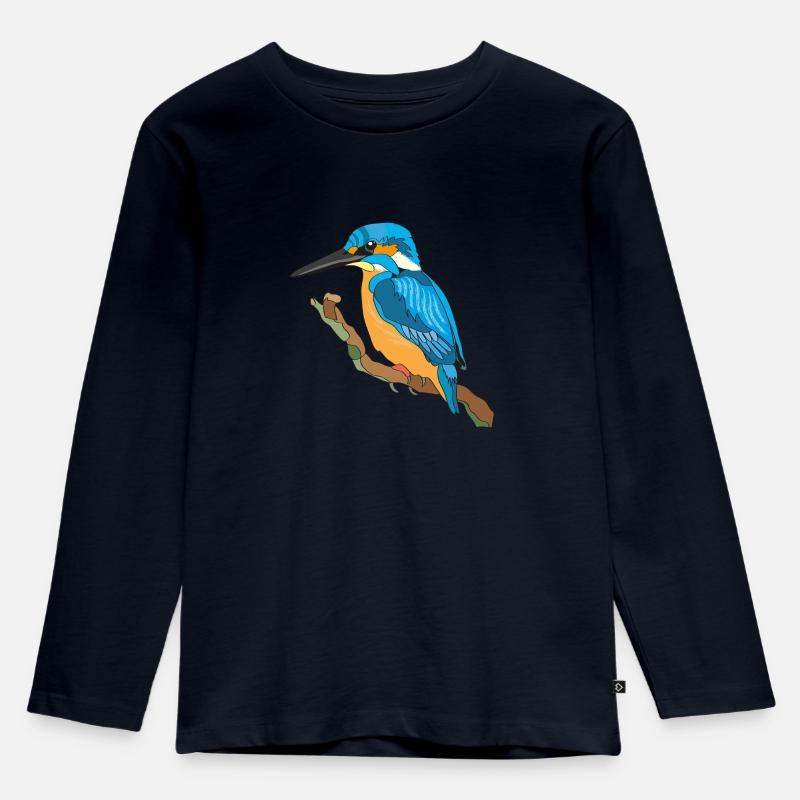 Eisvogel, Kingfisher - Kinder Premium Bio Langarmshirt - Navy