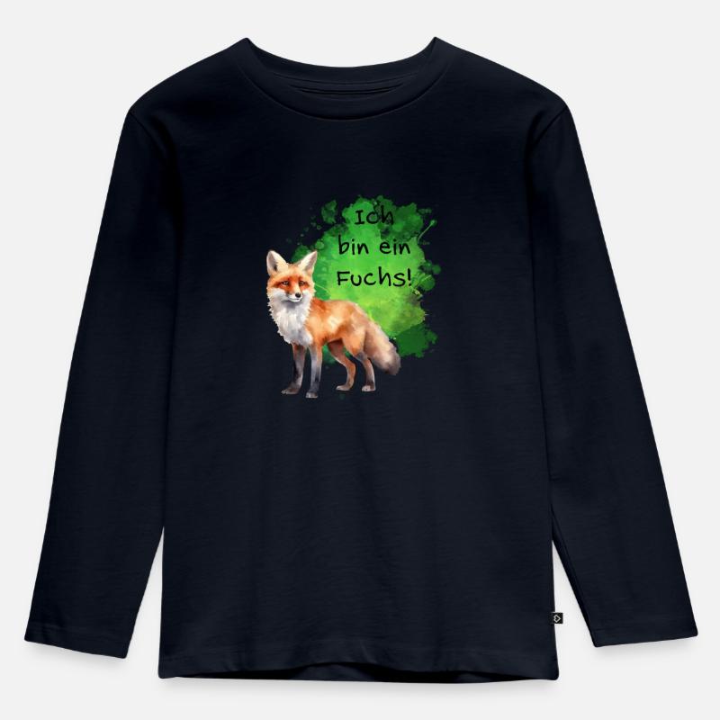 Ich bin ein Fuchs! - Kinder Premium Bio Langarmshirt - Navy