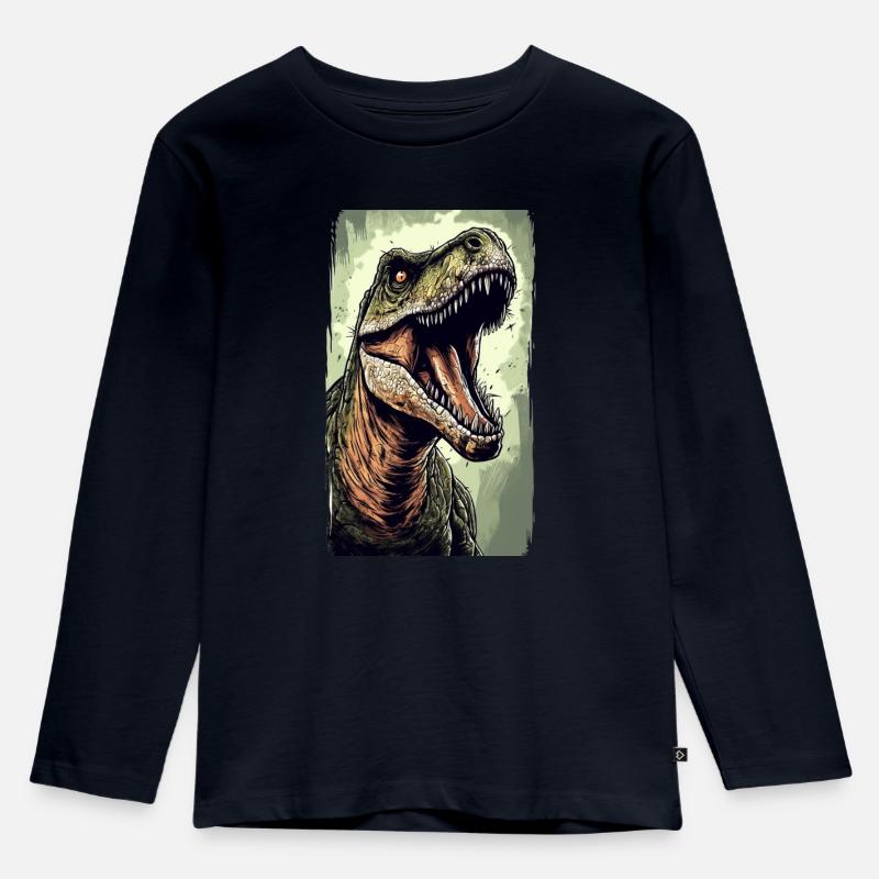 T-Rex - Kinder Premium Bio Langarmshirt - Navy
