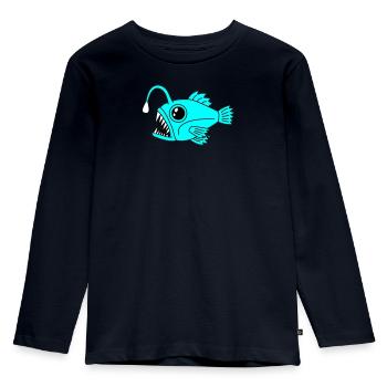 Fish Lanternfish Frogfish Deep Sea Motif - Kids' Premium Longsleeve Shirt - navy - Front - AI Model Kid Female (0cm)