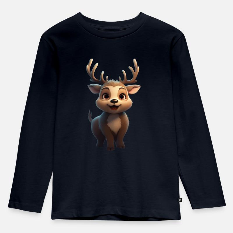 Dicker Hirsch - Kinder Premium Bio Langarmshirt - Navy