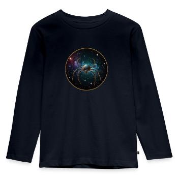 Space spider in space in orbit - Kids' Premium Longsleeve Shirt - navy - Front - AI Model Kid Female (0cm)