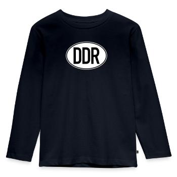 DDR license plate (two-colored) - Kids' Premium Longsleeve Shirt - navy - Front - AI Model Kid Female (0cm)