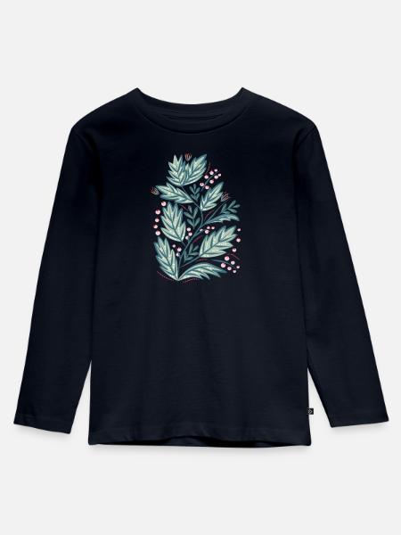 Frühling Floral - Kinder Premium Bio Langarmshirt - Navy