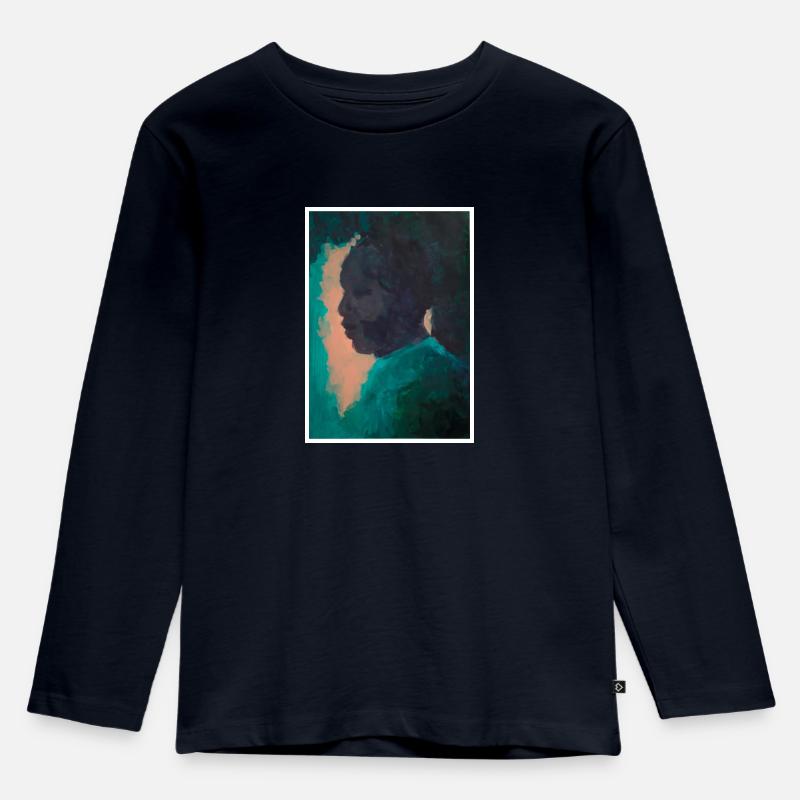 Original Kunstdruck "Heir" - Kinder Premium Bio Langarmshirt - Navy