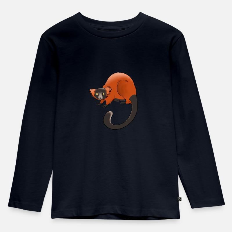 Rufous vari, Lemur oder nichts - Kinder Premium Bio Langarmshirt - Navy