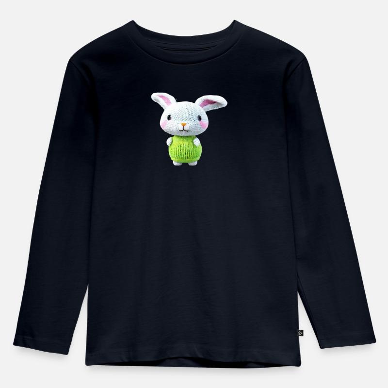 Süßer Strickhase - Kinder Premium Bio Langarmshirt - Navy