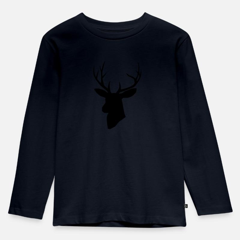 Hirsch Vektor - Kinder Premium Bio Langarmshirt - Navy