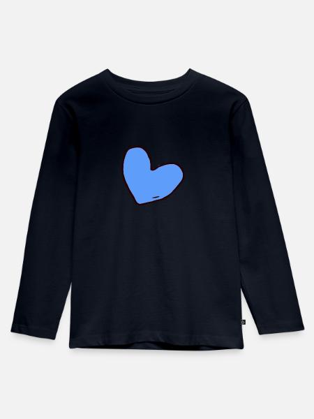 Blaues Herz - Kinder Premium Bio Langarmshirt - Navy