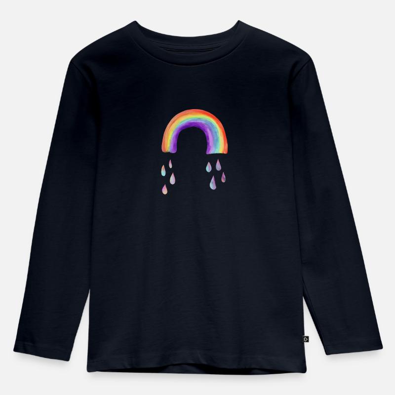 Regenbogen - Kinder Premium Bio Langarmshirt - Navy