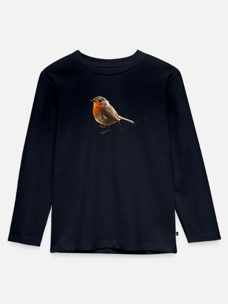 freches Rotkehlchen - Kinder Premium Bio Langarmshirt - Navy