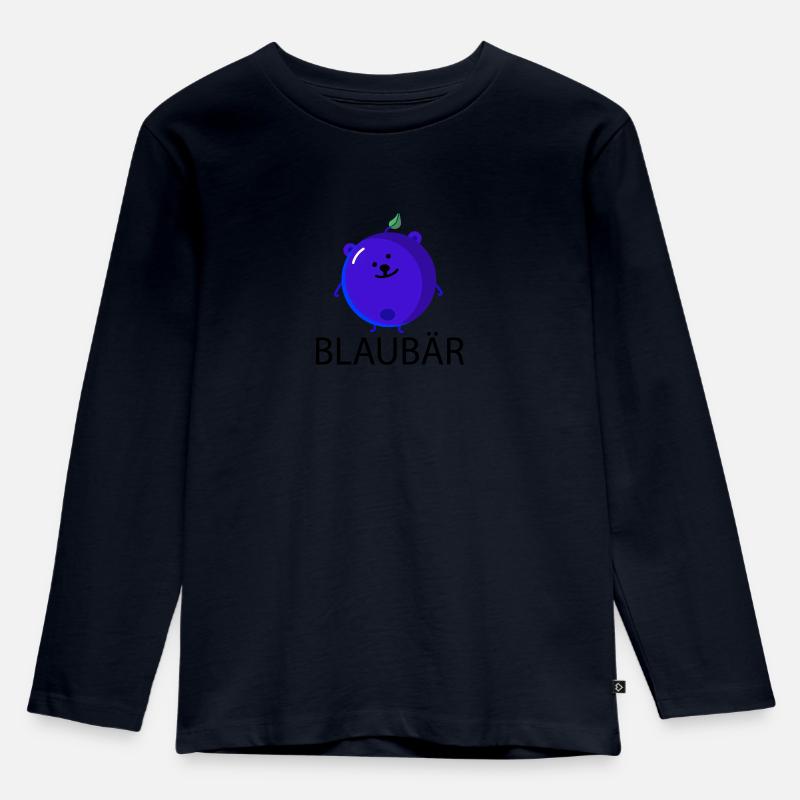 Bär als Blaubeere - Kinder Premium Bio Langarmshirt - Navy