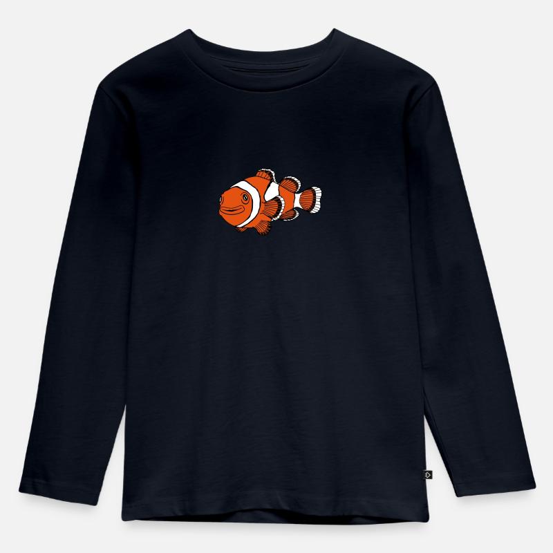 Clownfisch - Kinder Premium Bio Langarmshirt - Navy