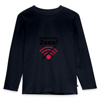 WLAN freie Zone! - Kinder Premium Bio Langarmshirt - Navy - Vorne - AI Model Kid Female (0cm)