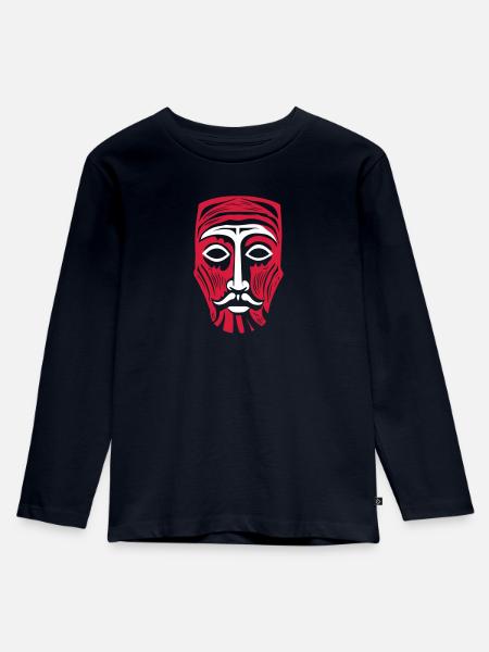 Maske der Einsamkeit - Kinder Premium Bio Langarmshirt - Navy