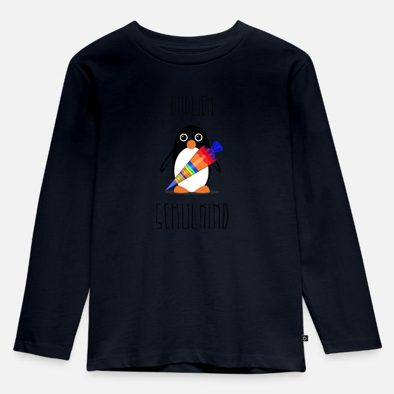 Endlich Schulkind - Kinder Premium Bio Langarmshirt - Navy