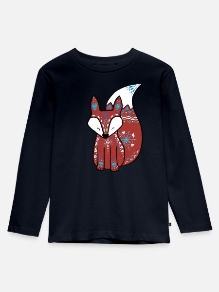 Folklore Fuchs - Kinder Premium Bio Langarmshirt - Navy