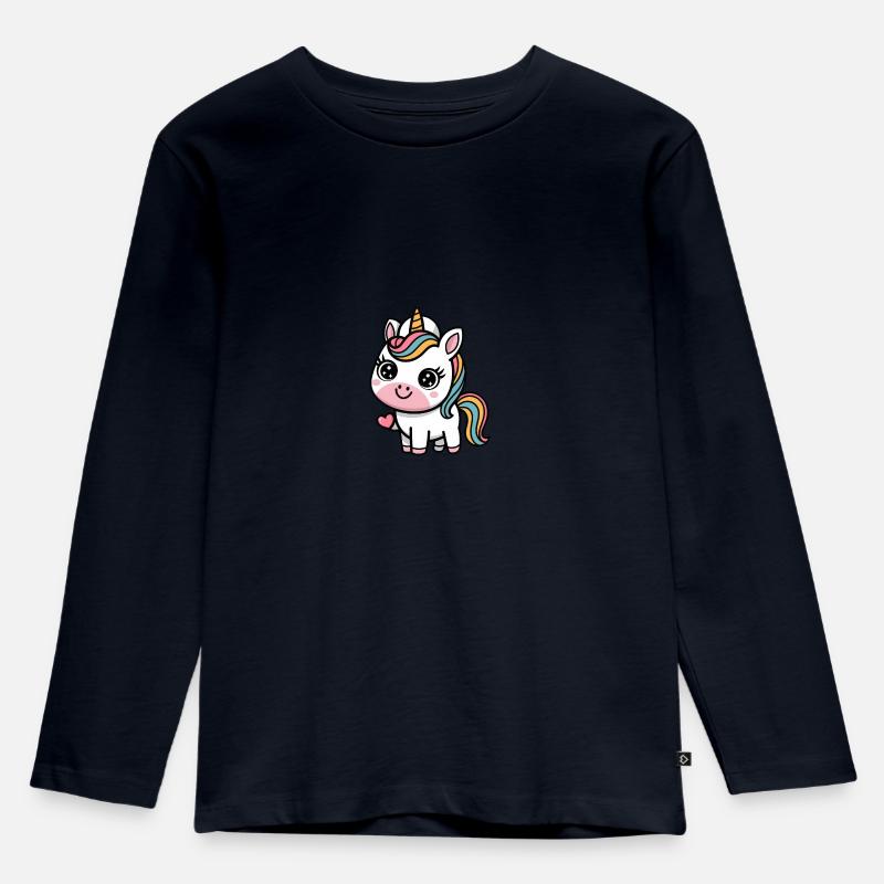 Lilly im Regenbogenland - Kinder Premium Bio Langarmshirt - Navy