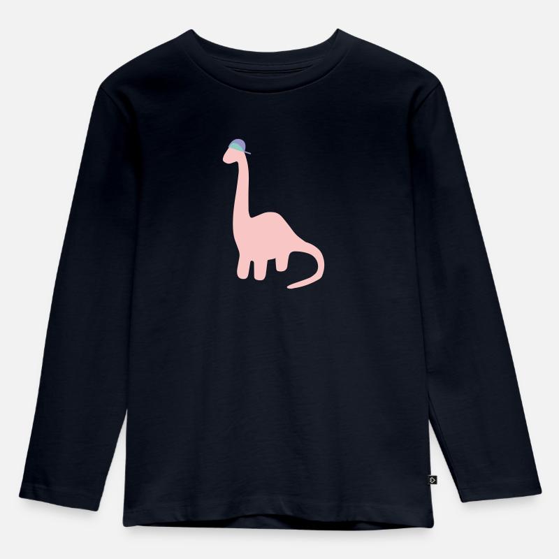 Dinosaurier - Kinder Premium Bio Langarmshirt - Navy