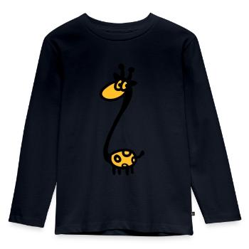 Lustige Giraffe - Kinder Premium Bio Langarmshirt - Navy - Vorne - AI Model Kid Female (0cm)