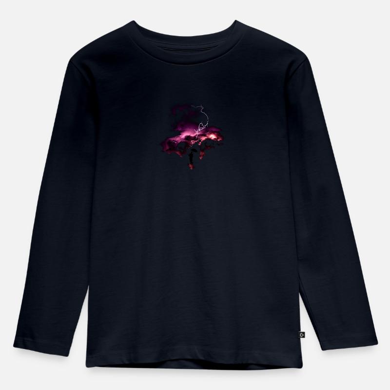 Blitz Gewitter - Kinder Premium Bio Langarmshirt - Navy