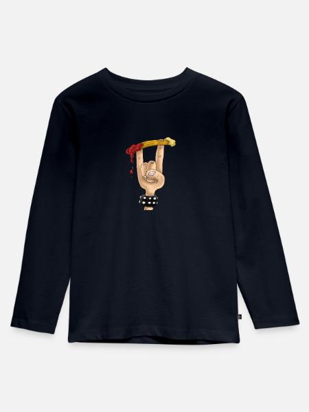 Pommesgabel - Kinder Premium Bio Langarmshirt - Navy