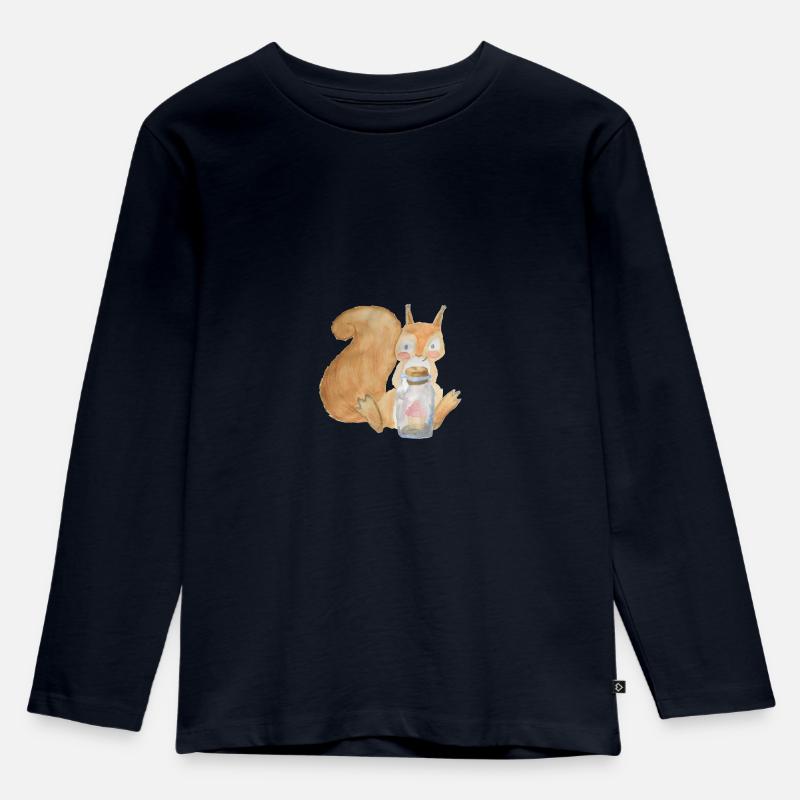 Dein glückliches Eichhörnchen - Kinder Premium Bio Langarmshirt - Navy
