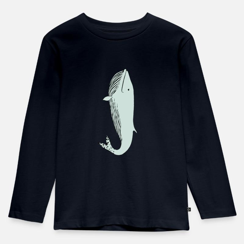 Blauer Wal - Kinder Premium Bio Langarmshirt - Navy
