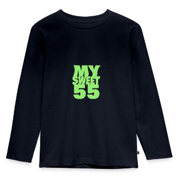 Süß 55 - Kinder Premium Bio Langarmshirt - Navy - Vorne - AI Model Kid Female (0cm)