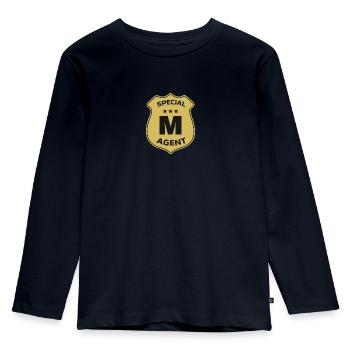Special Agent M - Kinder Premium Bio Langarmshirt - Navy - Vorne - AI Model Kid Female (0cm)