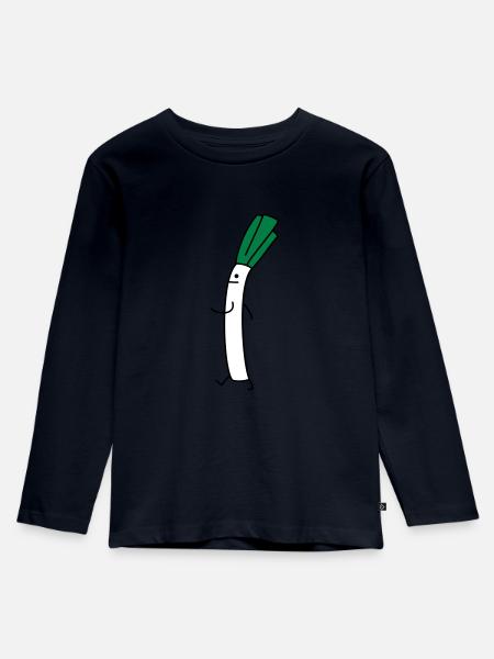 Lustiger Lauch - Kinder Premium Bio Langarmshirt - Navy