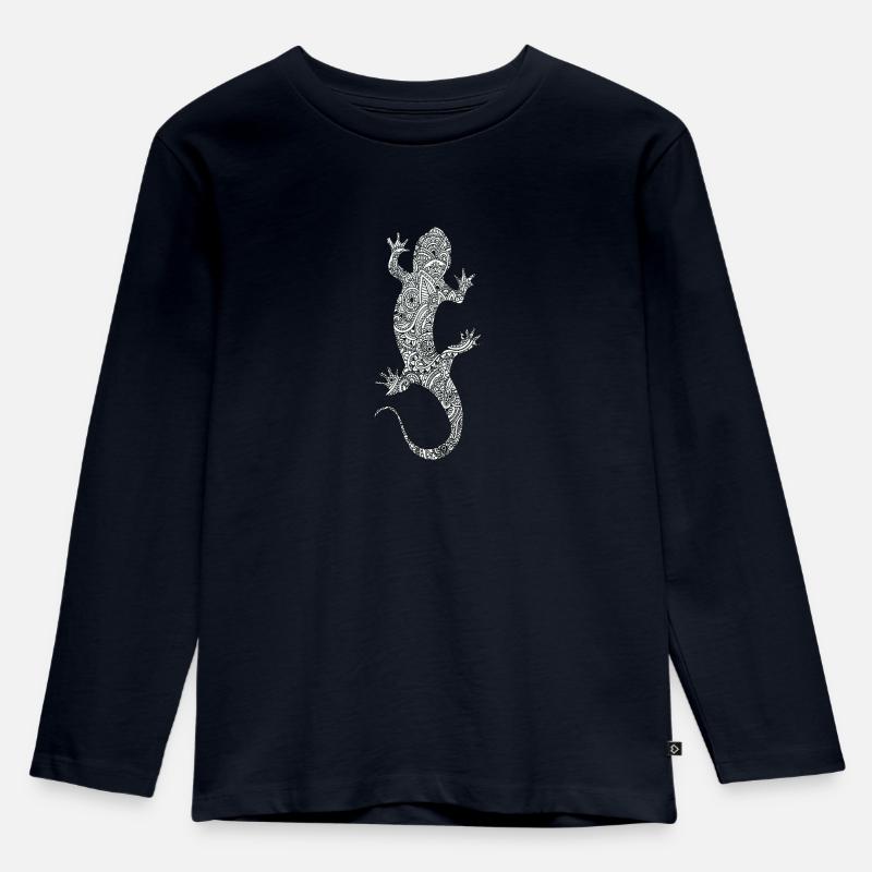 Eidechse - Kinder Premium Bio Langarmshirt - Navy