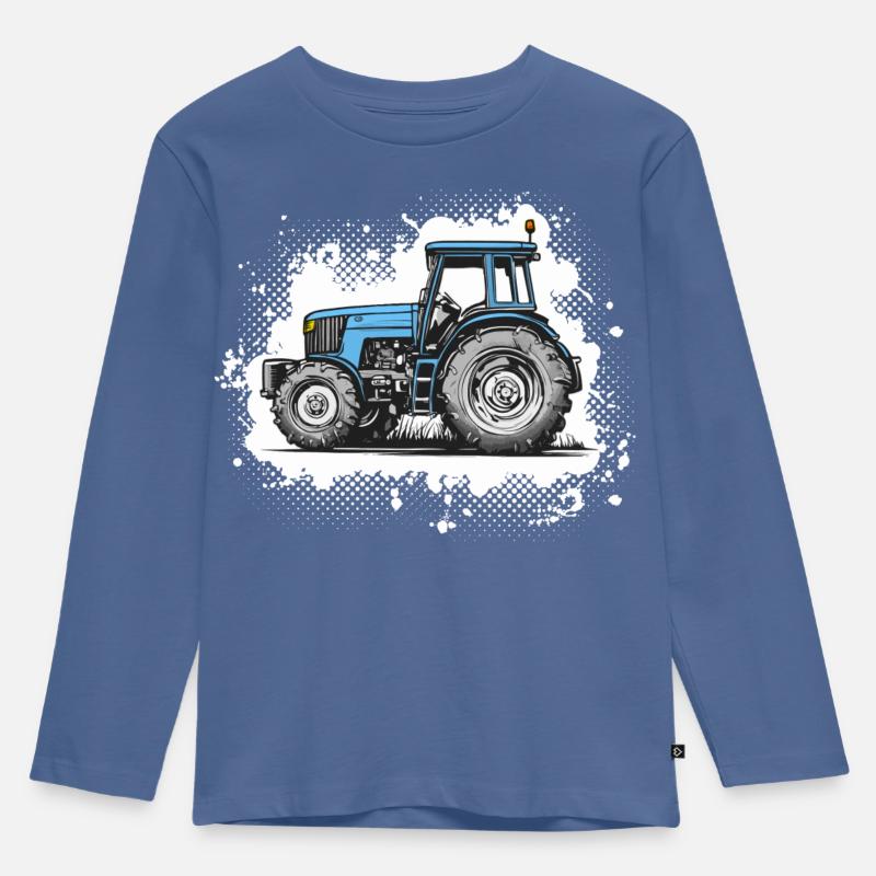 Traktor blue - Splash - Kinder Premium Bio Langarmshirt - Taubenblau