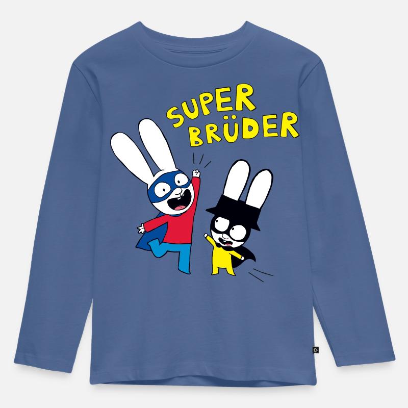 Simon Superhase Superbrüder - Kinder Premium Bio Langarmshirt - Taubenblau