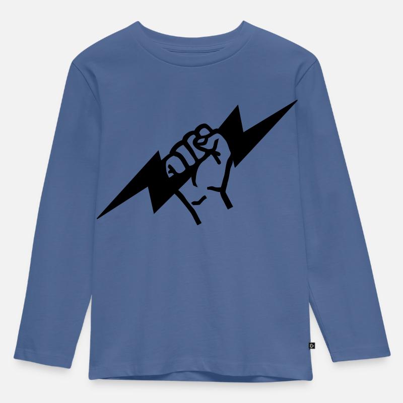 Blitz - Kinder Premium Bio Langarmshirt - Taubenblau
