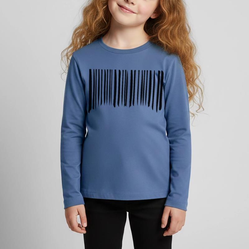 Barcode Strokes Lines Scribbled Barcode Scan Kids' Premium Longsleeve Shirt