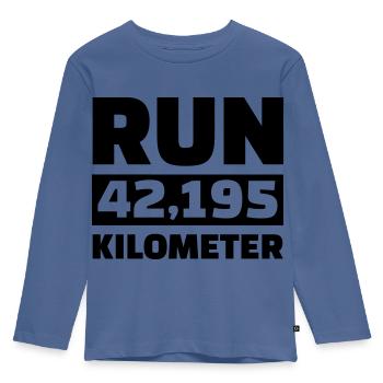Marathon - Kinder Premium Bio Langarmshirt - Taubenblau - Vorne - AI Model Kid Female (0cm)