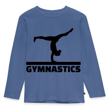 Turnen - Kinder Premium Bio Langarmshirt - Taubenblau - Vorne - AI Model Kid Female (0cm)
