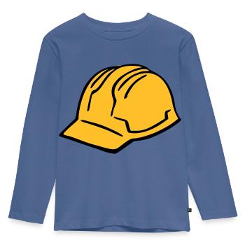Bau Helm - Kinder Premium Bio Langarmshirt - Taubenblau - Vorne - AI Model Kid Female (0cm)