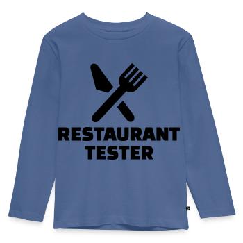 Restaurant Tester - Kinder Premium Bio Langarmshirt - Taubenblau - Vorne - AI Model Kid Female (0cm)