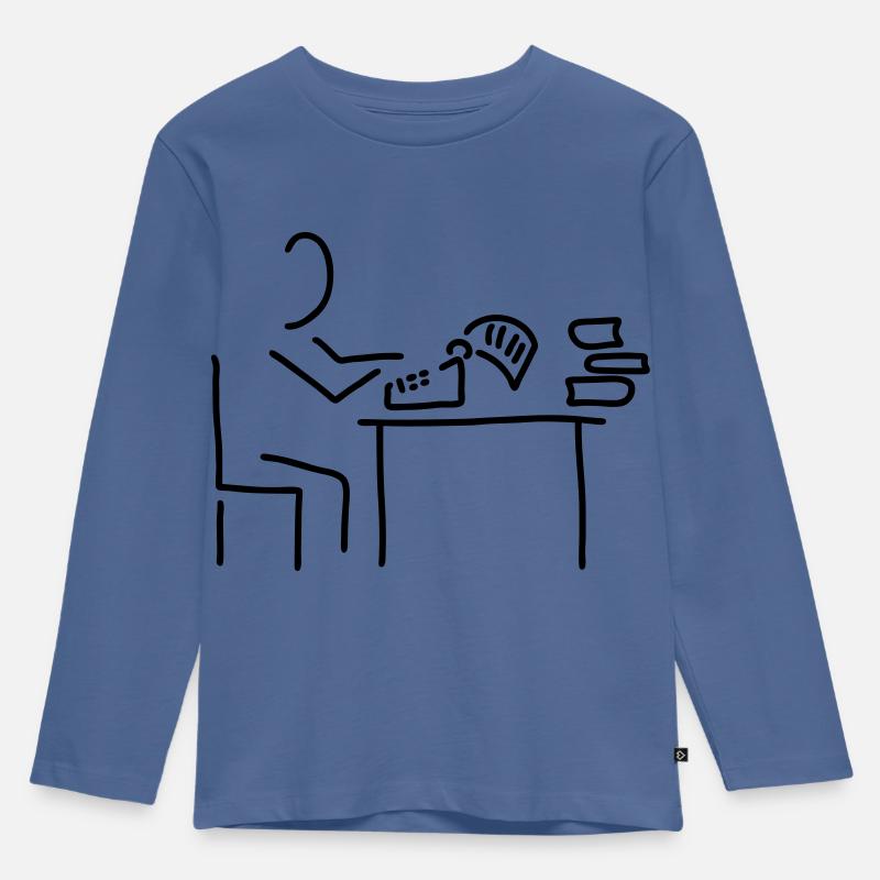 autor schreibt buch - Kinder Premium Bio Langarmshirt - Taubenblau