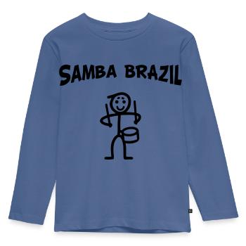 Samba Brazil - Kinder Premium Bio Langarmshirt - Taubenblau - Vorne - AI Model Kid Female (0cm)