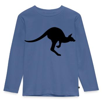 Kangaroo - Kids' Premium Longsleeve Shirt - stone blue - Front - AI Model Kid Female (0cm)