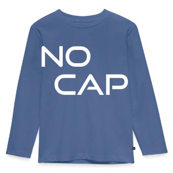 No Cap - Kids' Premium Longsleeve Shirt - stone blue - Front - AI Model Kid Female (0cm)