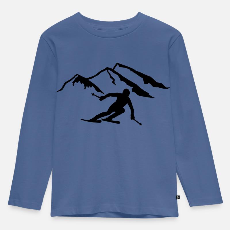 Ski - Kinder Premium Bio Langarmshirt - Taubenblau