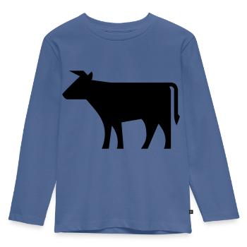 cow - Kids' Premium Longsleeve Shirt - stone blue - Front - AI Model Kid Female (0cm)