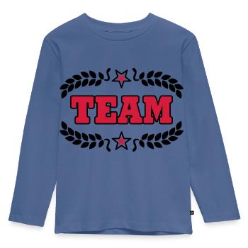 Team - Kinder Premium Bio Langarmshirt - Taubenblau - Vorne - AI Model Kid Female (0cm)